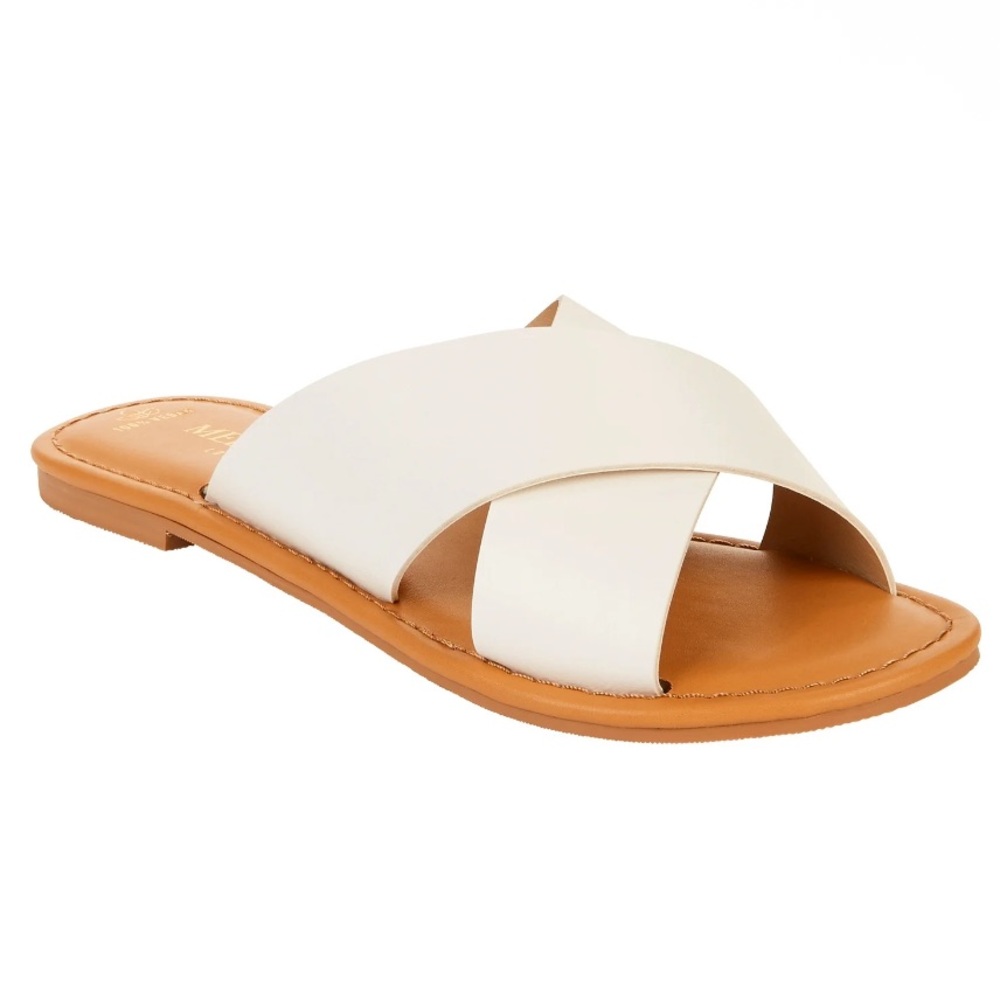Melrose Ave Women's White Slide Sandals